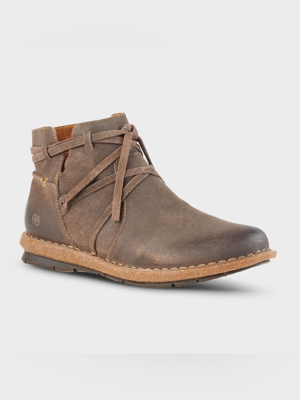 New Born Tarkiln Women's Distressed Suede Chukka Brown Ankle Zip-Up Boots Size 7